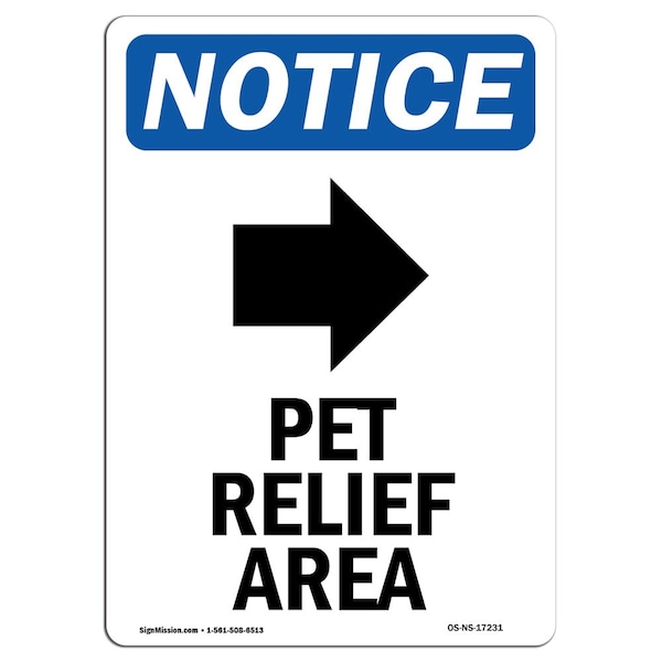Sign, 5" H, Pet Relief Area (Right Sign With Symbol, Portrait, NS-D-35-V-17231-10PK